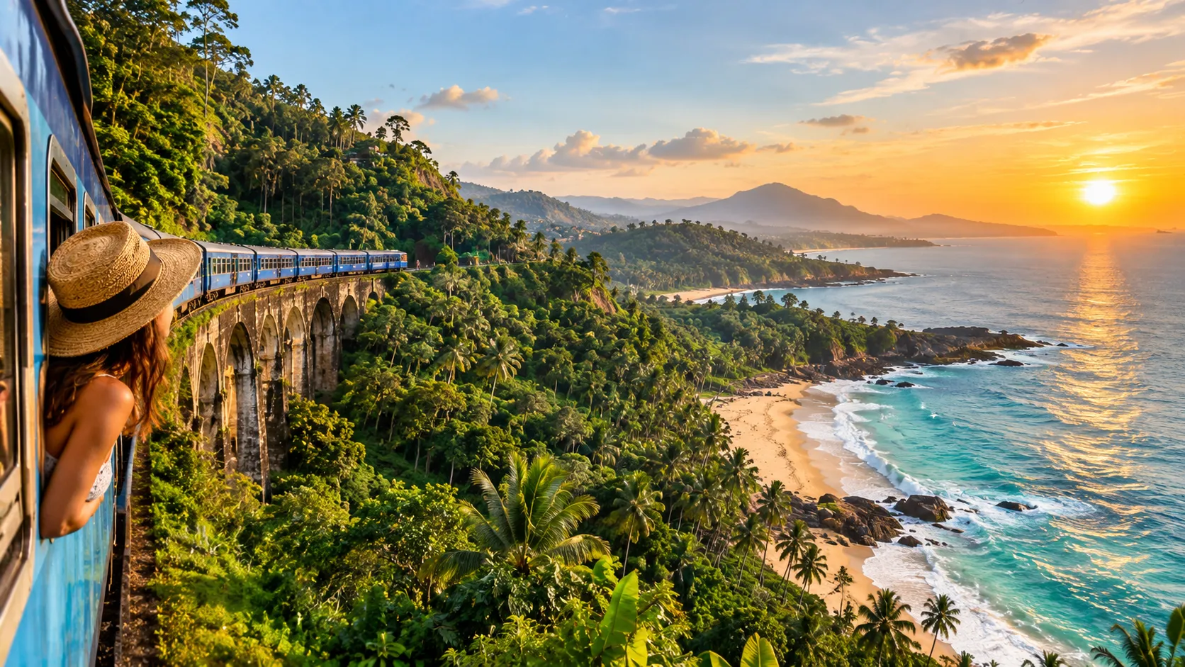 Sri Lanka landscape with lush green hills and ancient cultural heritage